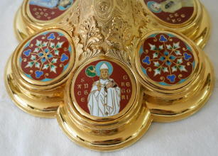 French antique solid silver gilt Gothic Chapel Set